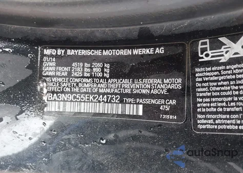 2014 BMW 428I xDrive из США, поврежденный, VIN WBA3N9C55EK244732